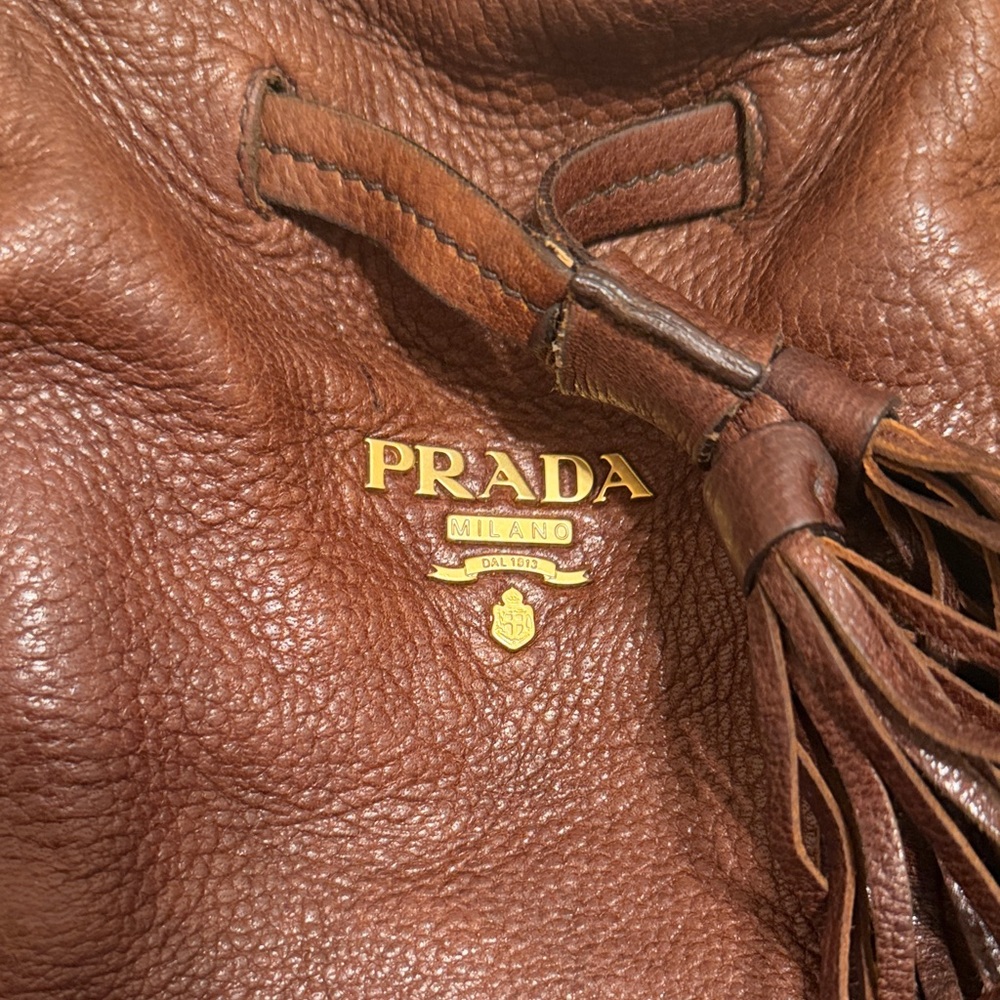 Prada Cervo Brown Pebbled Leather Tote - Picture 3 of 16